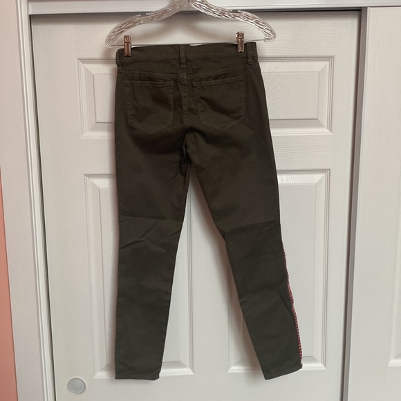 J. Crew Toothpick Olive Green Tuxedo Stripe Jeans - Picture 5 of 6
